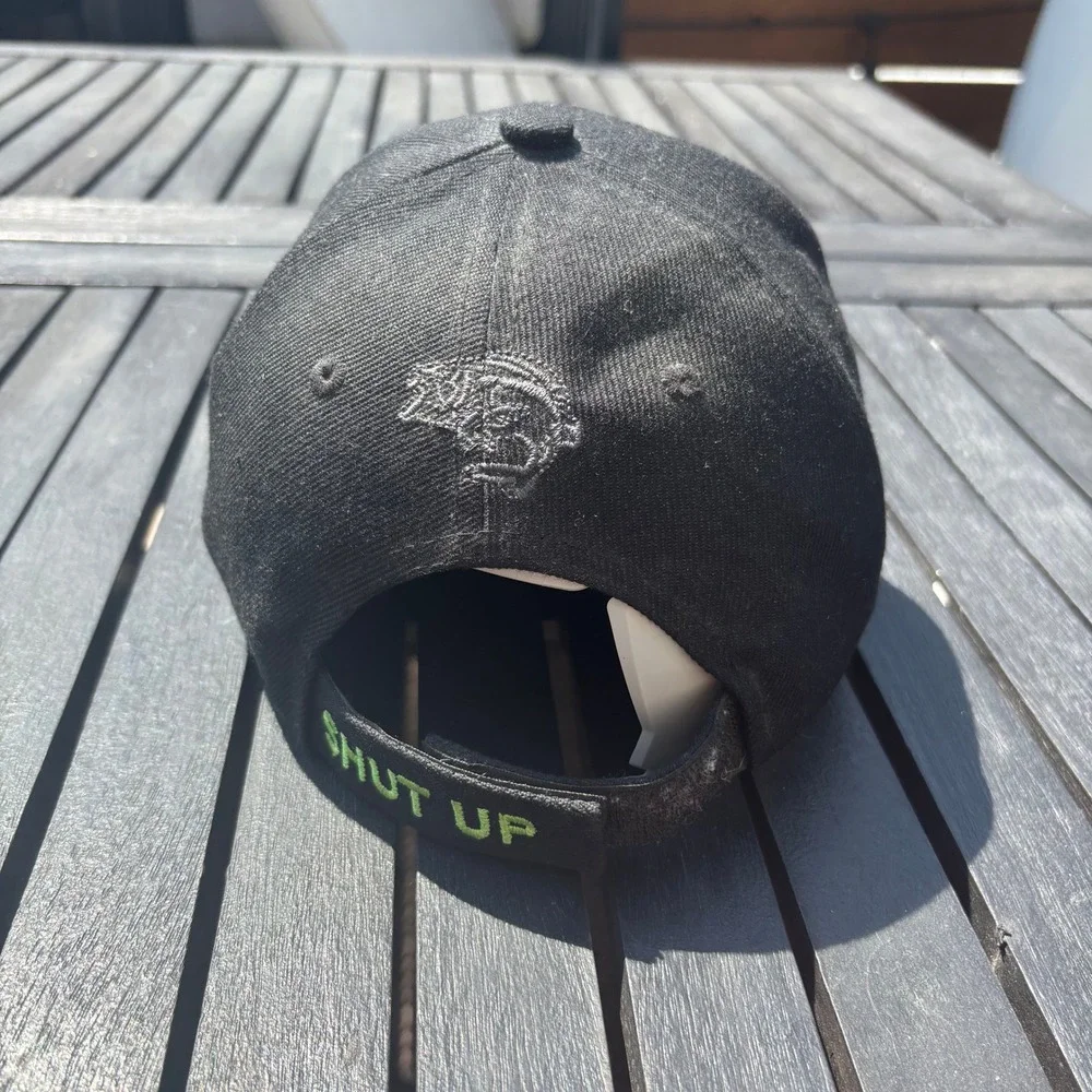 Santo Cap Baseball Hat Mens OSFM Black Good Shut Up and Fish Embroidery